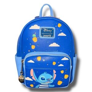 DISNEY Loungefly Mini Backpack Lilo‎ Stitch Lanterns Night Sky Clouds